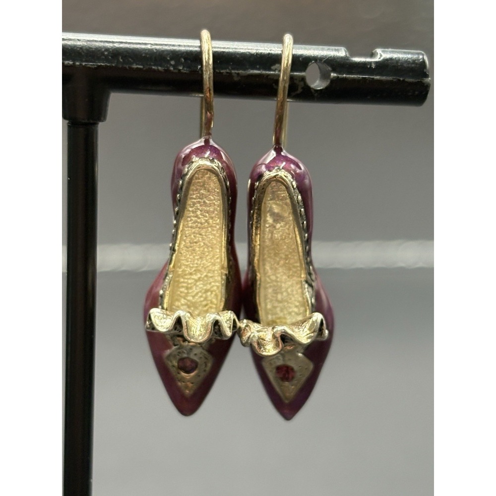 Vintage Raine Sterling Silver Enamel High Heel Dangle Earrings 11 Grams H11